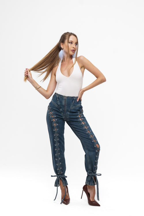LACED SILHOUETTE JEANS