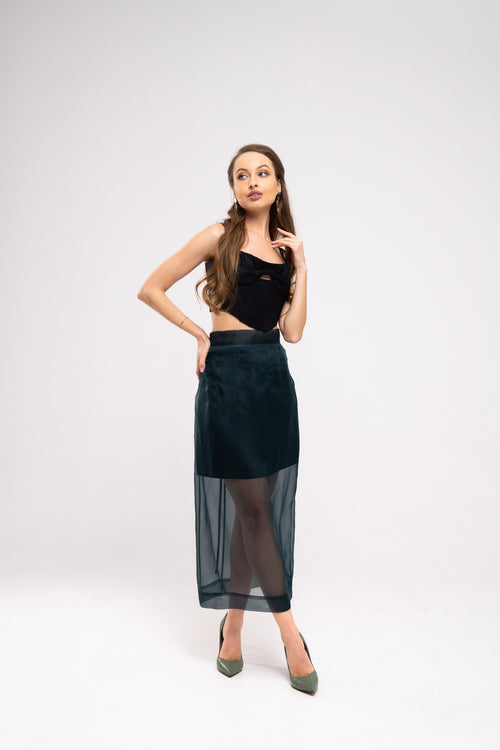 SKIRT DEEP GREEN SEA VEIL + INNER LINING SKIRT